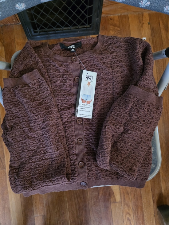 Madden Nyc Sweaters - Madden NYC Women's Brown Knit Button-Front Cardigan